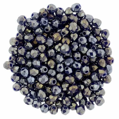 2mm Luster Iris Navy Blue Czech Faceted Firepolish Glass Beads (50)