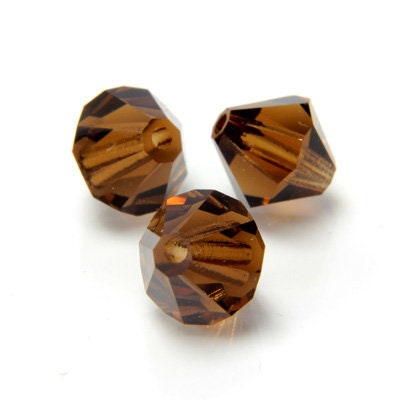 6mm Smoky Topaz Bicone Czech Faceted Glass Beads (25)