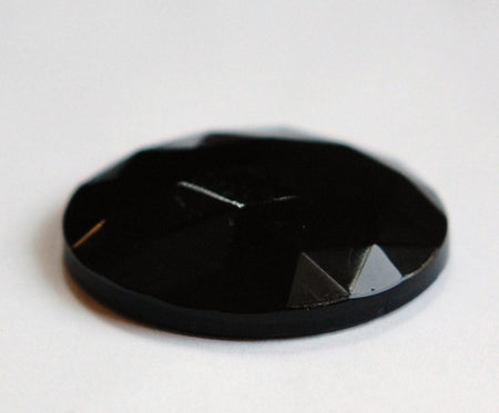 Vintage German Triangle Faceted Black Glass Cabochon 35mm (1) cab663D