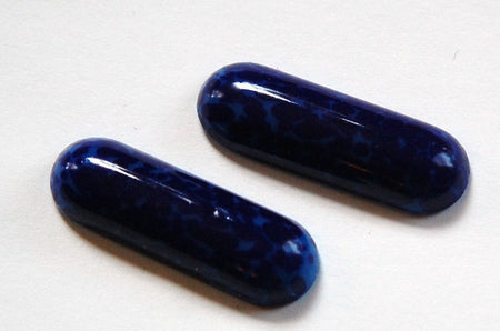 Vintage Blue Mottled Glass Oblong Cabochons cab031A