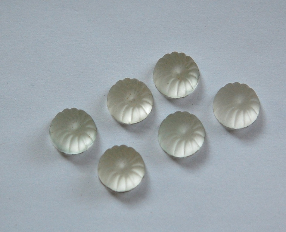 Vintage Matte Crystal Ribbed Cabochons cab381D