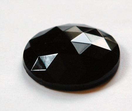 Vintage Black Faceted Glass Cabochon Germany tri cab723B