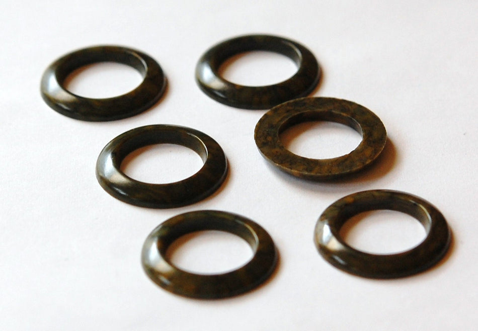 Vintage Acrylic Olive Green and Brown Flat Back Ring Connectors (8) hps096