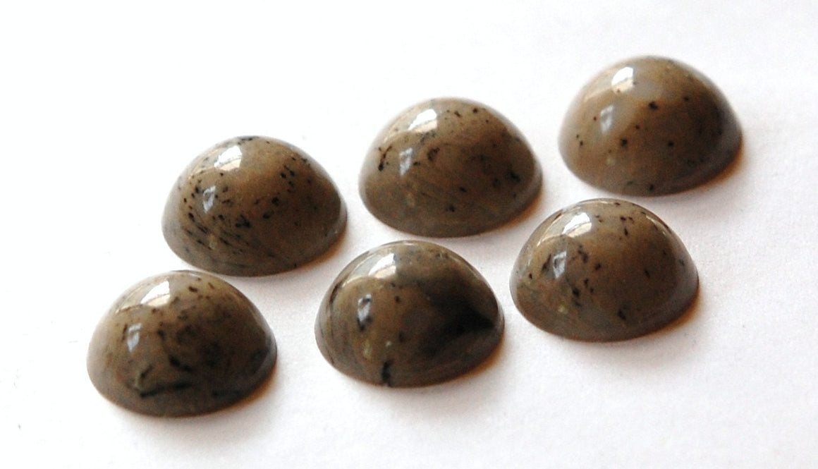 Vintage Acrylic Gray Tan Marbled Cabochons 13mm (8) cab046A