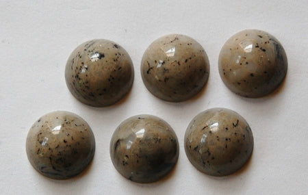 Vintage Acrylic Gray Tan Marbled Cabochons 13mm (8) cab046A