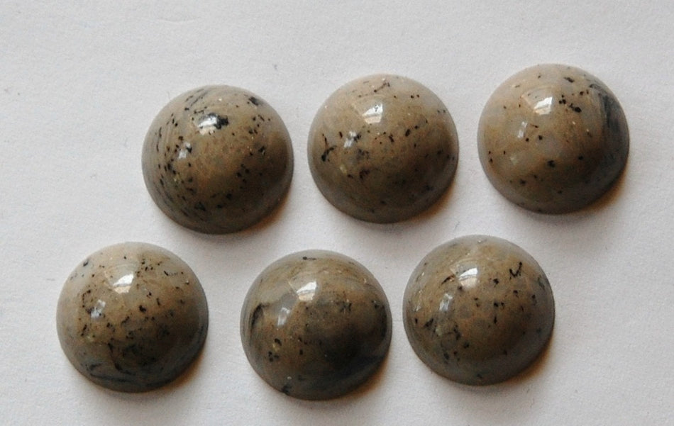 Vintage Acrylic Gray Tan Marbled Cabochons 13mm (8) cab046A