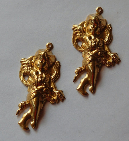 Raw Brass Cherub Angel Pendants Charms pnd020