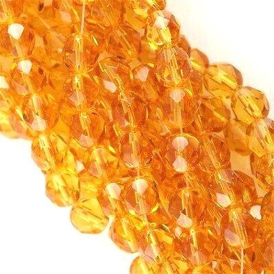 8mm Czech Medium Topaz Firepolish Faceted Glass Beads (25)