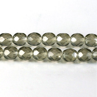 8mm Czech Black Diamond Firepolish Faceted Glass Beads (25)