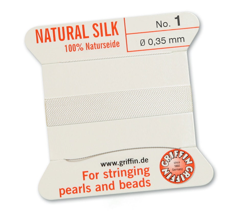 White Griffin Natural Silk Cord Thread with Needle
