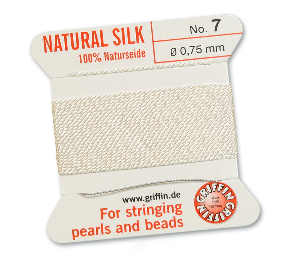 White Griffin Natural Silk Cord Thread with Needle