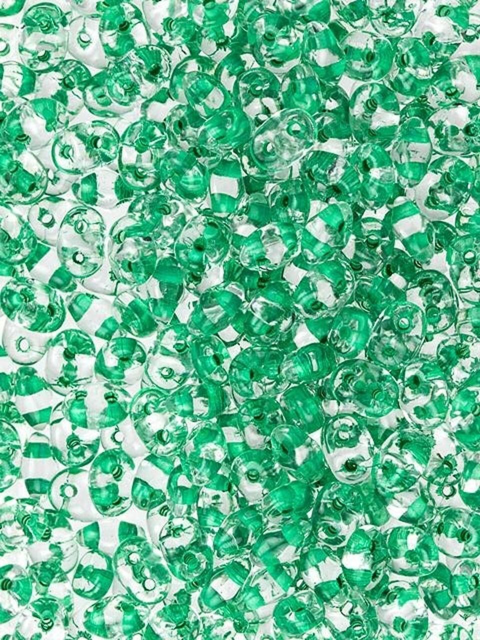 2/5MM MATUBO SUPERDUO Green Lined Crystal Beads