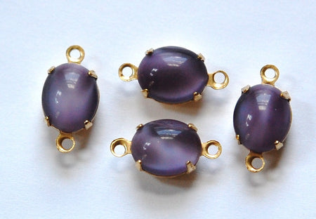 Vintage Purple Moonglow Oval Stones in 2 Loop Brass Setting ovl005B2
