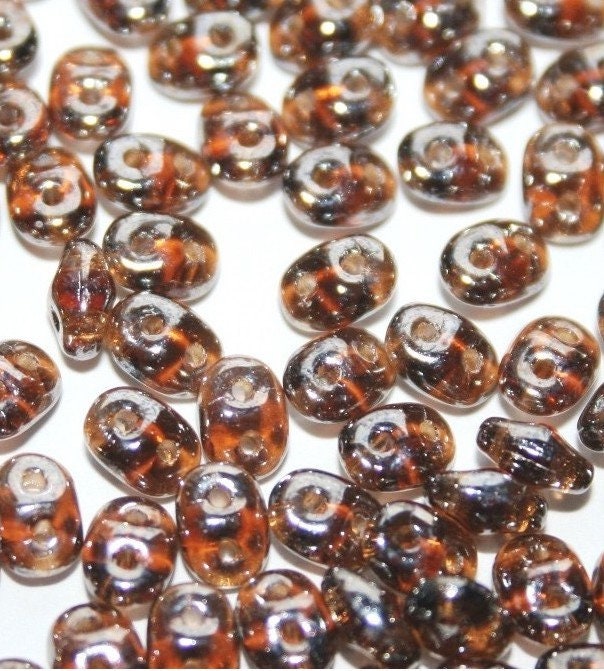 2/5MM MATUBO SUPERDUO Smoky Topaz Luster Beads