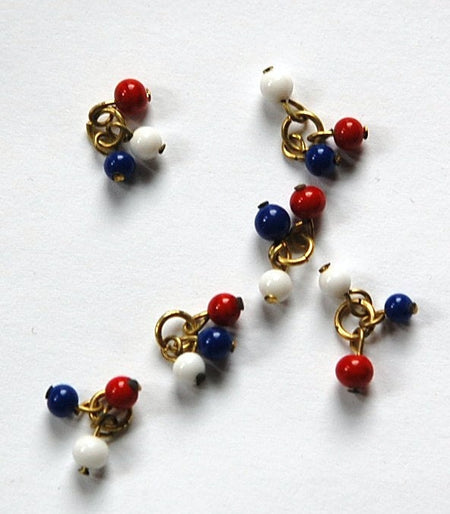 Vintage Red White and Blue Glass Triple Drops Japan (6) drp077