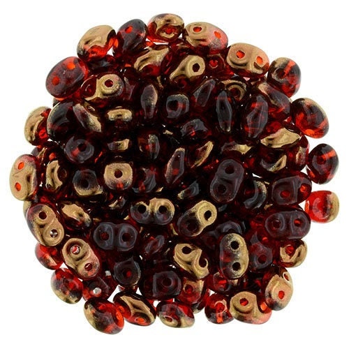 2/5MM MATUBO SUPERDUO Semi Bronze Luster Ruby Beads