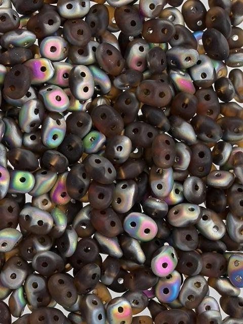 2/5MM MATUBO SUPERDUO Matte Smoky Topaz AB Beads