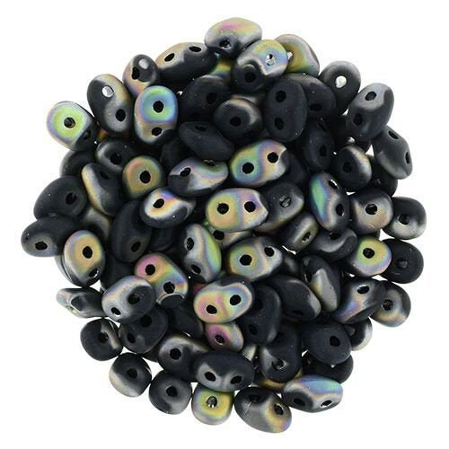 2/5MM MATUBO SUPERDUO Matte Jet Vitral Beads