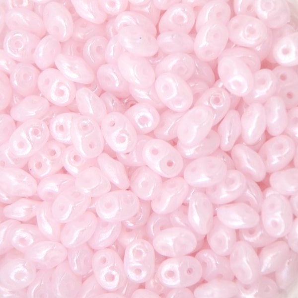 2/5MM MATUBO SUPERDUO Pink Opal Luster Beads