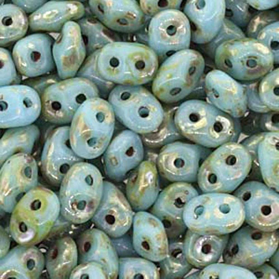 2/5MM MATUBO SUPERDUO Turquoise Blue Picasso Beads