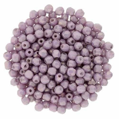 2mm Luster Opaque Lilac Czech Faceted Firepolish Glass Beads (50)