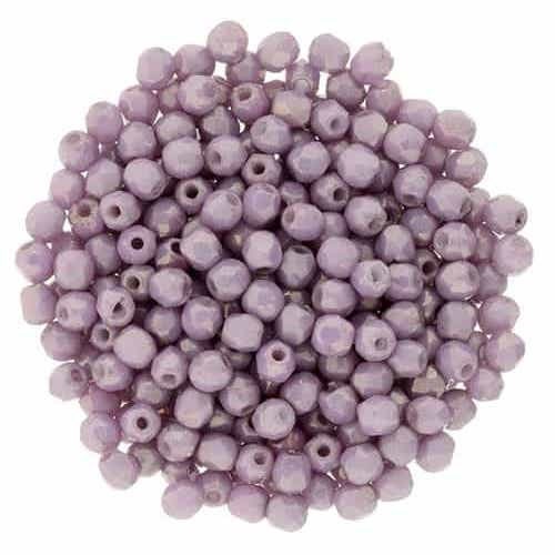 2mm Luster Opaque Lilac Czech Faceted Firepolish Glass Beads (50)