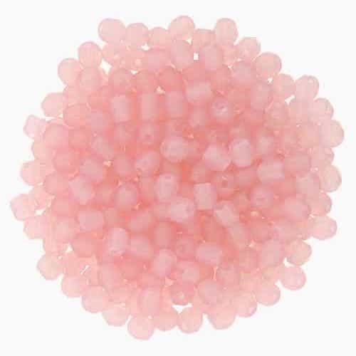 2mm Matte Milky Pink Czech Faceted Firepolish Glass Beads (50)