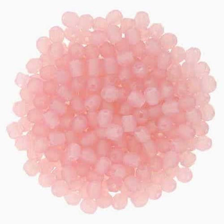 2mm Matte Milky Pink Czech Faceted Firepolish Glass Beads (50)