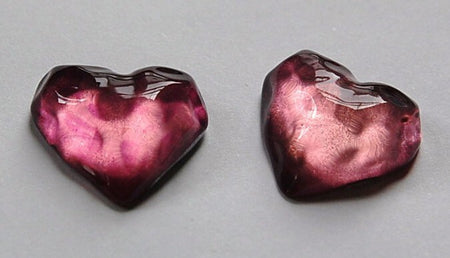 Vintage Funky Mod Bumpy Light Amethyst Lucite Heart Cabochon (2) cab773E
