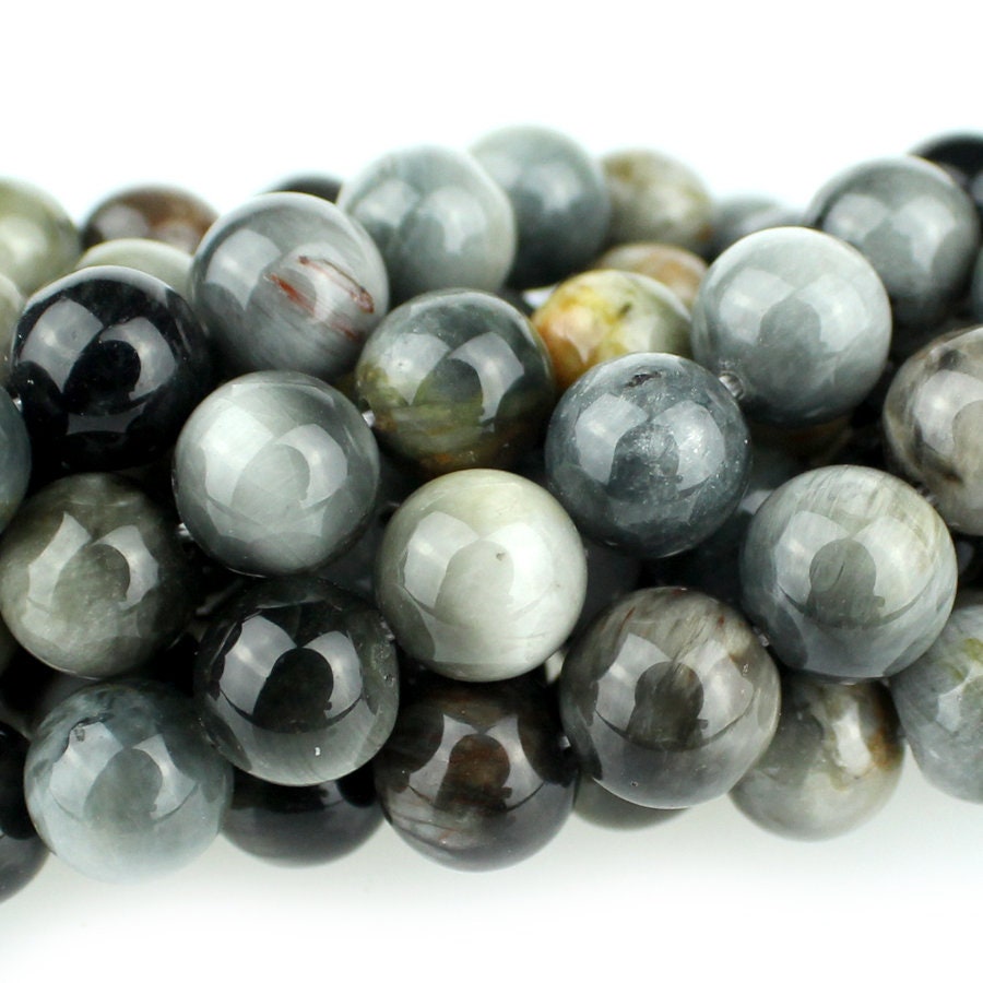 Dakota Stones  Chrysoberyl Gray Cats Eye 6mm Round Beads Gemstones 8" Strand CAT6RD-8