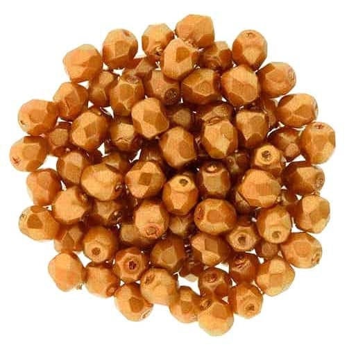 4mm Halo Ethereal Sandalwood Czech Faceted Firepolish Glass Beads (50)