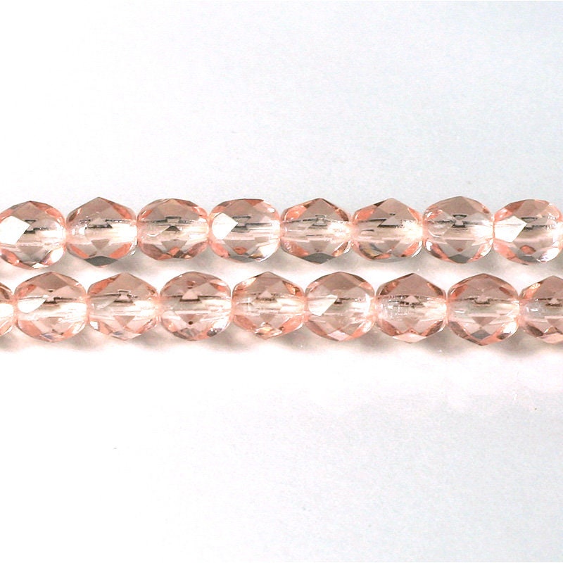 6mm Rosaline Czech Firepolish Faceted Glass Beads (25)