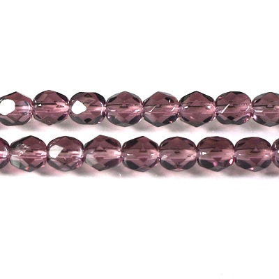 6mm Czech Faceted Amethyst Firepolish Glass Beads (25)