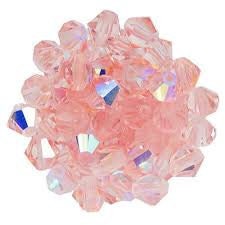 4mm Rosaline AB Czech Faceted Bicone Glass Beads (50)