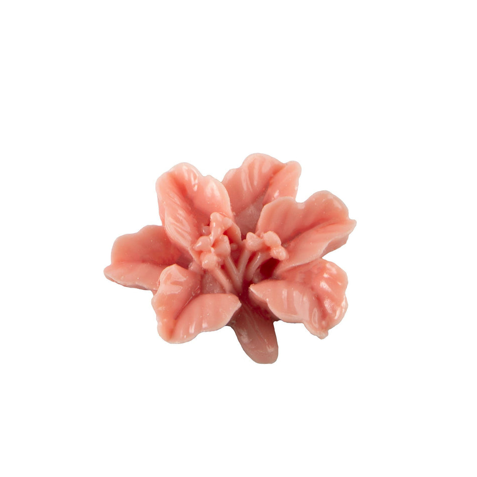 18x15mm Light Coral Lily Flower Plastic Cabochon (4)