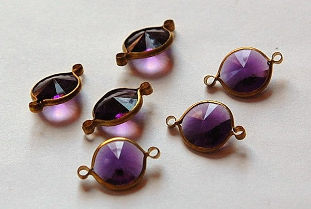 Vintage Amethyst Acrylic Rivoli Channel Set 12mm 2 Loop chr155B