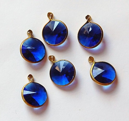 Vintage Sapphire Blue Acrylic Rivoli Channel Set 12mm 1 Loop Drops chr155L