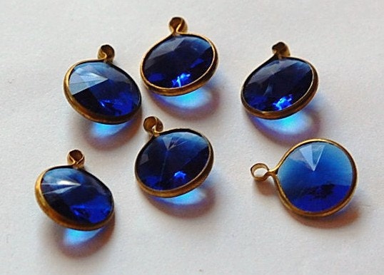 Vintage Sapphire Blue Acrylic Rivoli Channel Set 12mm 1 Loop Drops chr155L