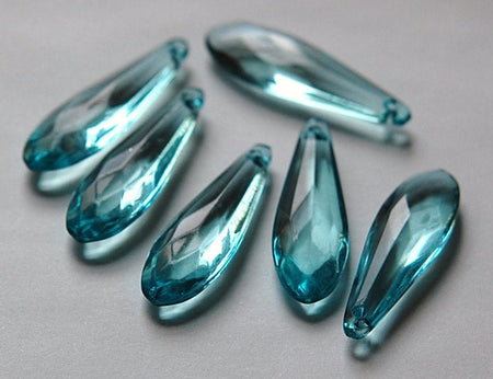 Vintage Acrylic Translucent Blue Rounded Faceted Pendant Drops bds093G