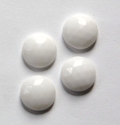 Vintage Faceted White Glass Cabochons Germany 13mm cab704U