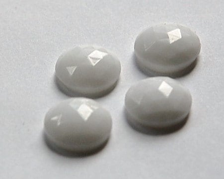 Vintage Faceted White Glass Cabochons Germany 13mm cab704U