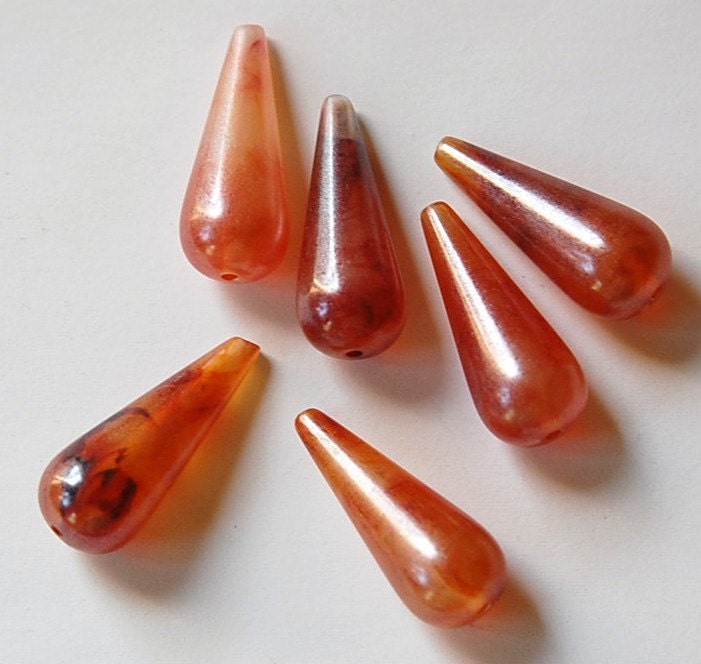 Vintage Tortoise Brown Marbled Iridescent Acrylic Teardrop Beads bds096C