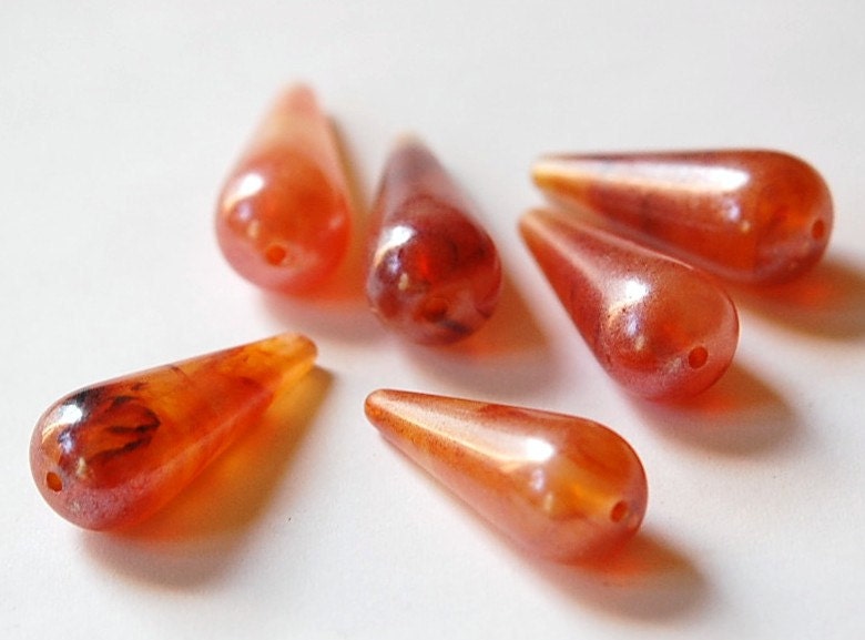 Vintage Tortoise Brown Marbled Iridescent Acrylic Teardrop Beads bds096C