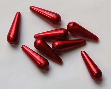 Vintage Acrylic Metalic Red Moonglow Teardrop Beads sm bds094C