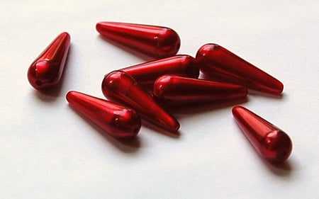 Vintage Acrylic Metalic Red Moonglow Teardrop Beads sm bds094C