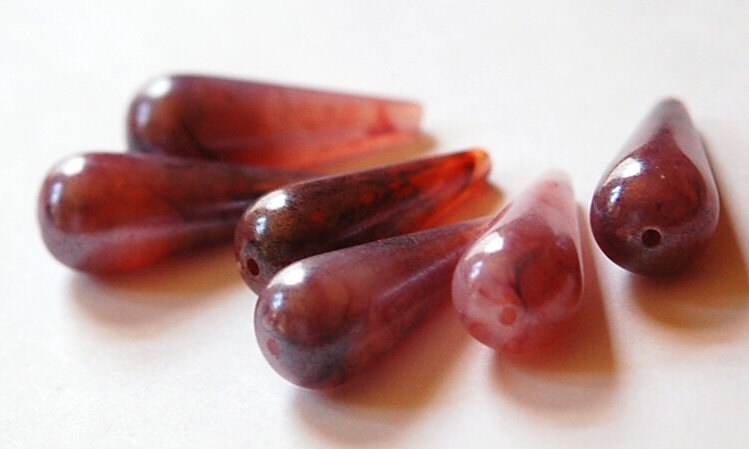 Vintage Purple Marbled Iridescent Acrylic Teardrop Beads bds096B