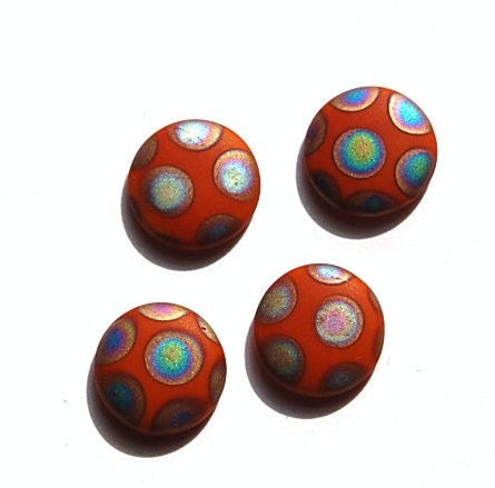 Vintage Matte Brown Glass Peacock Cabochons Germany 10mm (4) cab792B