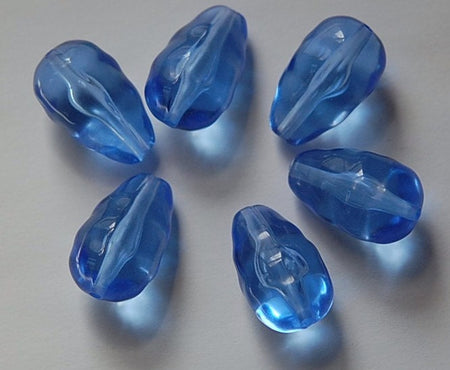 Vintage Acrylic Bumpy Translucent Blue Teardrop Beads bds655C