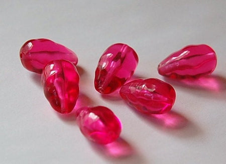 Vintage Acrylic Bumpy Translucent Pink Teardrop Beads bds655