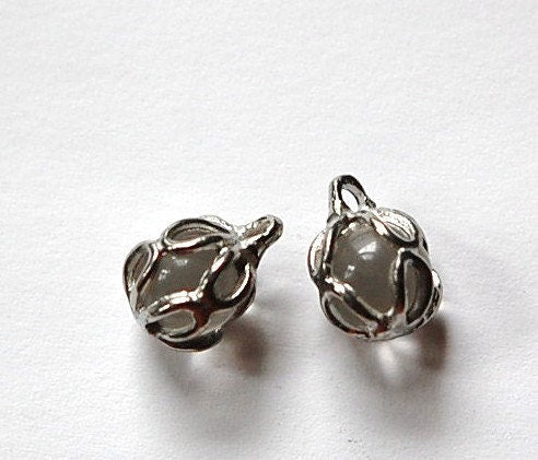 Vintage Clear Glass with Silver Tone Frame Drop Charm chr154